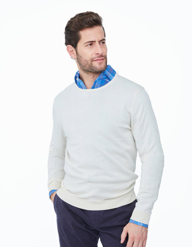 CREWNECK SWEATER WITH TIPPING