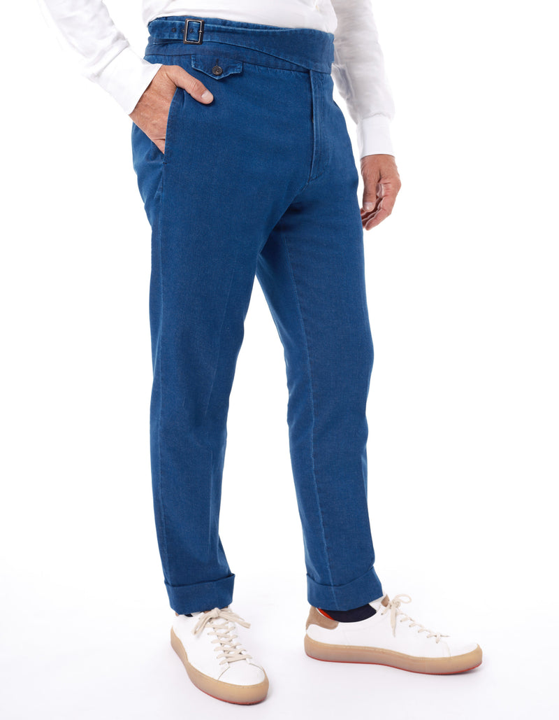 COTTON CASHMERE TRUE INDIGO GHURKA PANTS