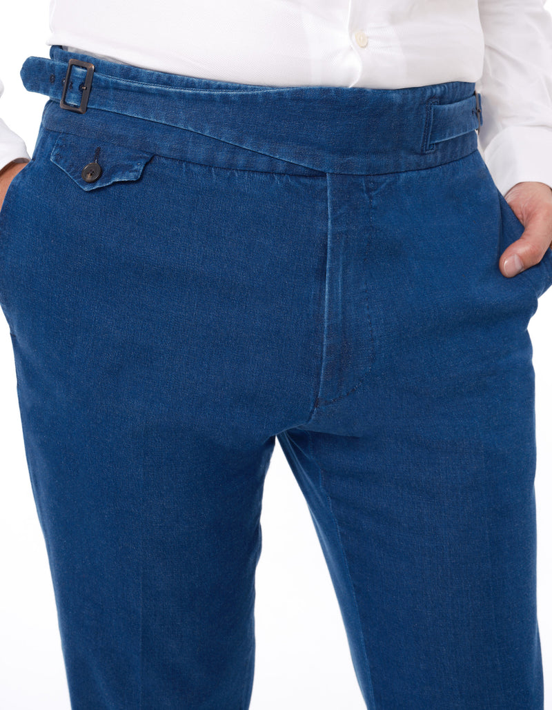 COTTON CASHMERE TRUE INDIGO GHURKA PANTS