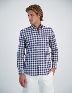 DOBBY CHECK BUTTON DOWN COLLAR SHIRT