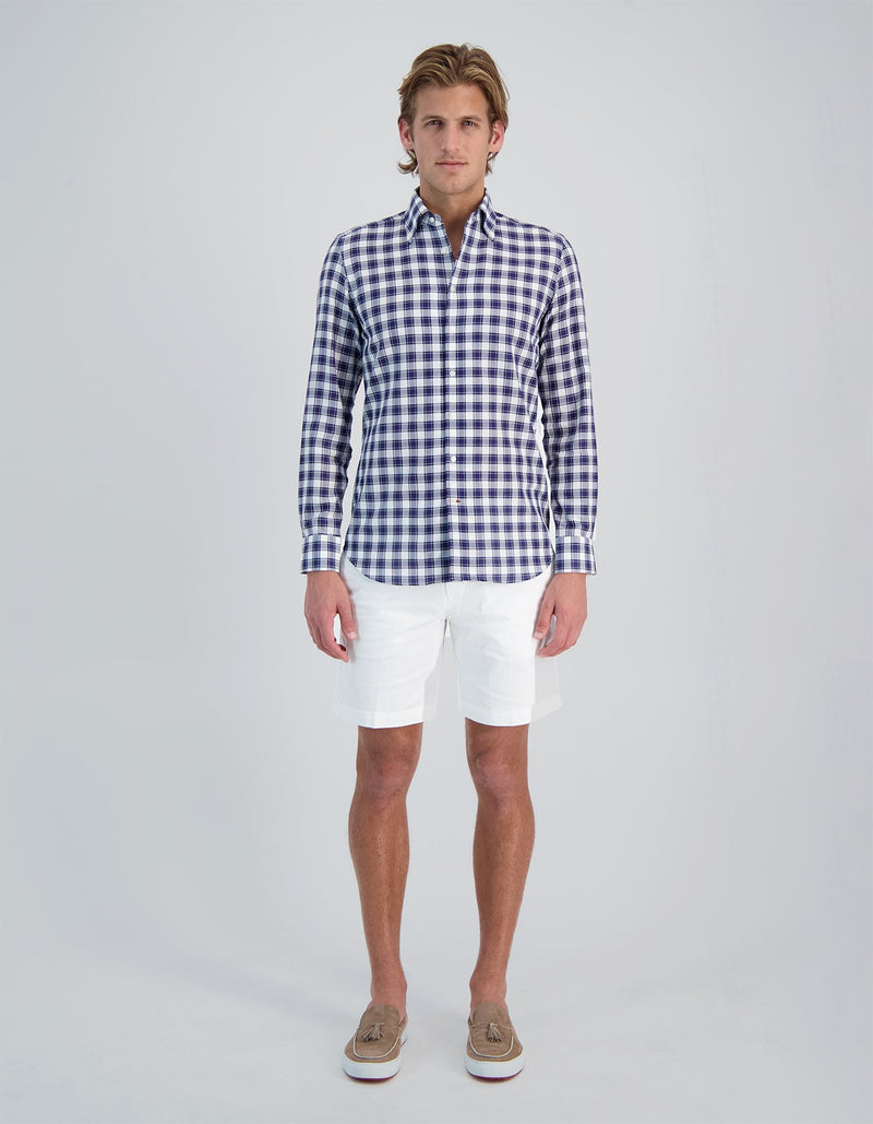 DOBBY CHECK BUTTON DOWN COLLAR SHIRT