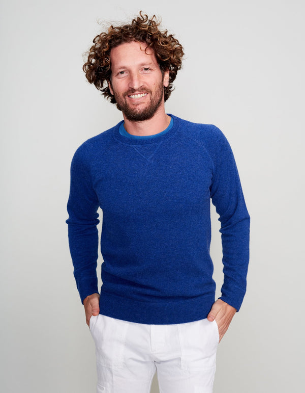 ROYAL BLUE CASHMERE CREW NECK SWEATER