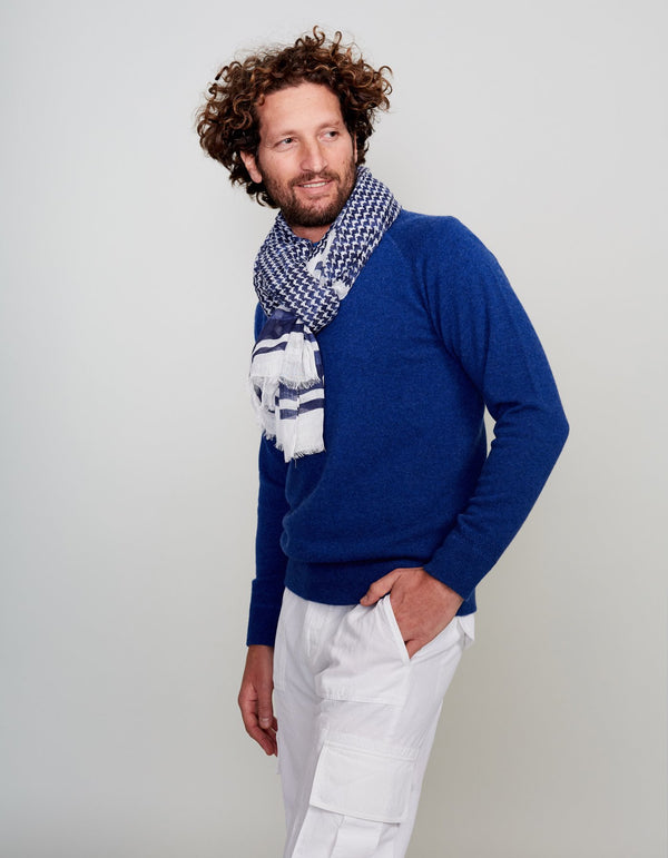 ROYAL BLUE CASHMERE CREW NECK SWEATER