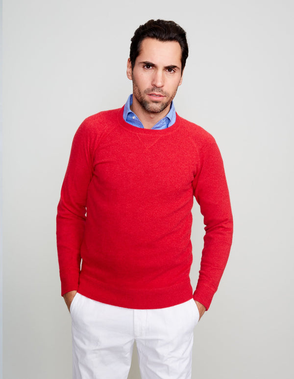 RED CASHMERE CREW NECK SWEATER