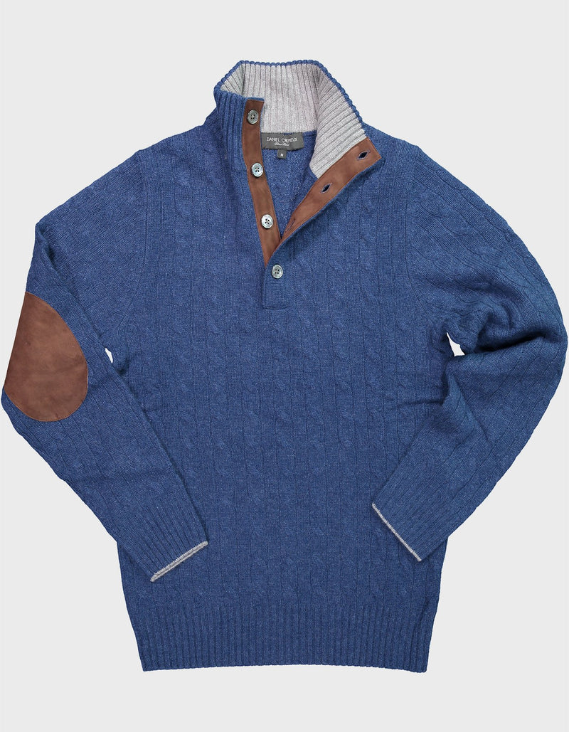 LORO PIANA CASHMERE CABLE BUTTON UP SWEATER