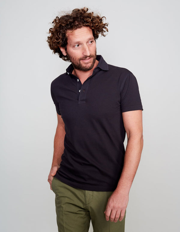 BLACK SUPIMA COTTON POLO