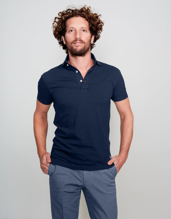 NAVY SUPIMA COTTON POLO