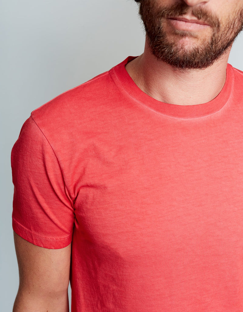 RED GARMENT DYED COTTON T-SHIRT