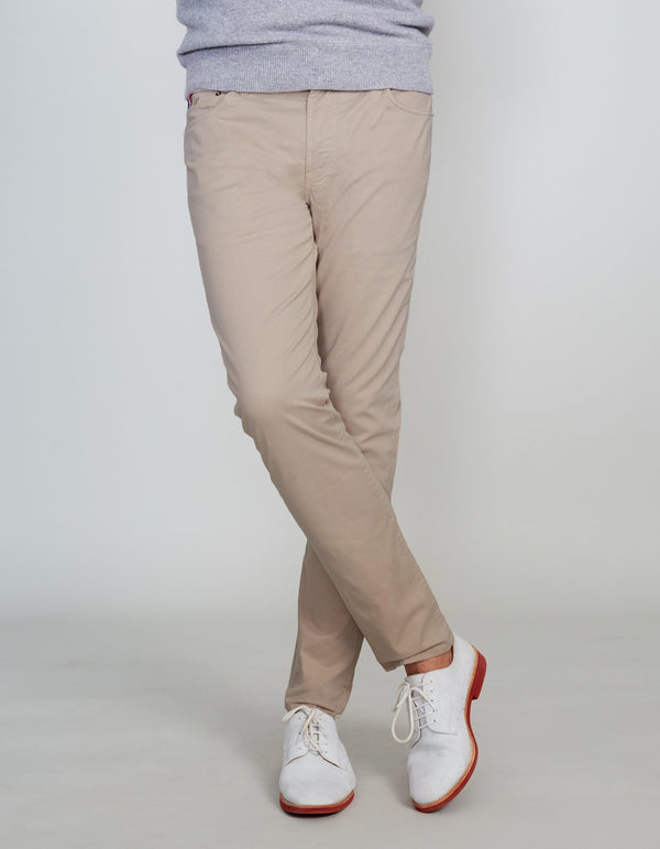 KHAKI COTTON STRETCH PANTS