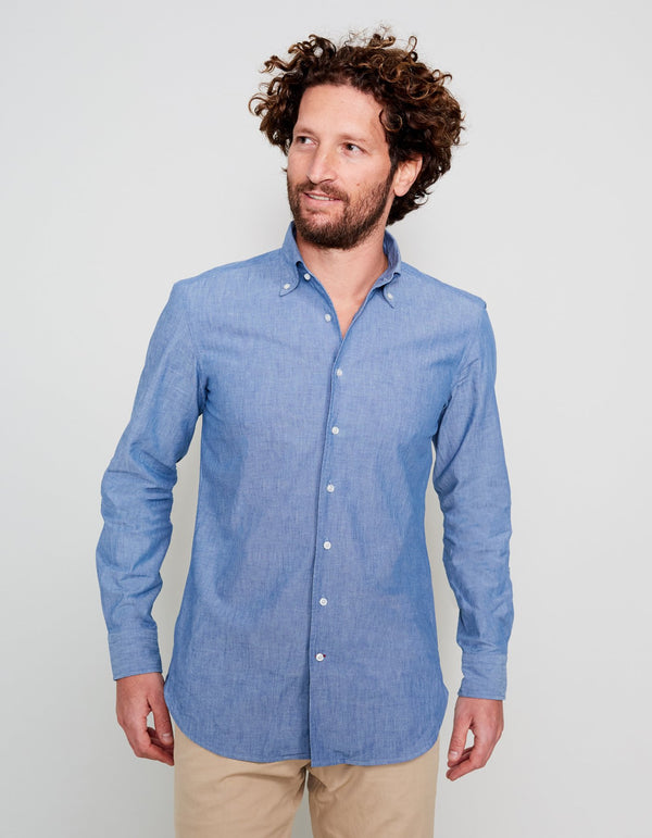 BLUE SOLID LINEN SHIRT