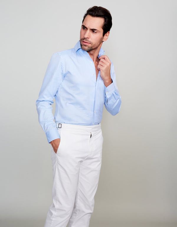 SKY ORGANIC COTTON TWILL SPREAD COLLAR SHIRT