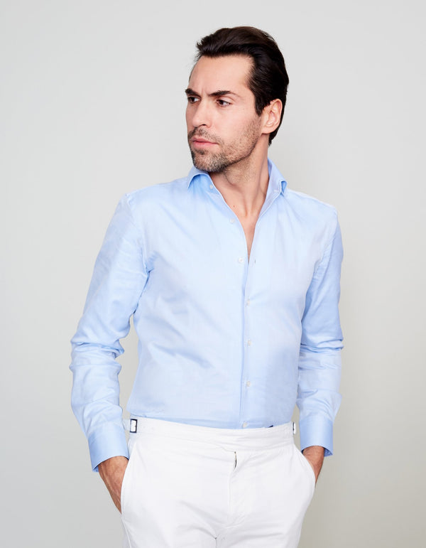 SKY ORGANIC COTTON TWILL SPREAD COLLAR SHIRT