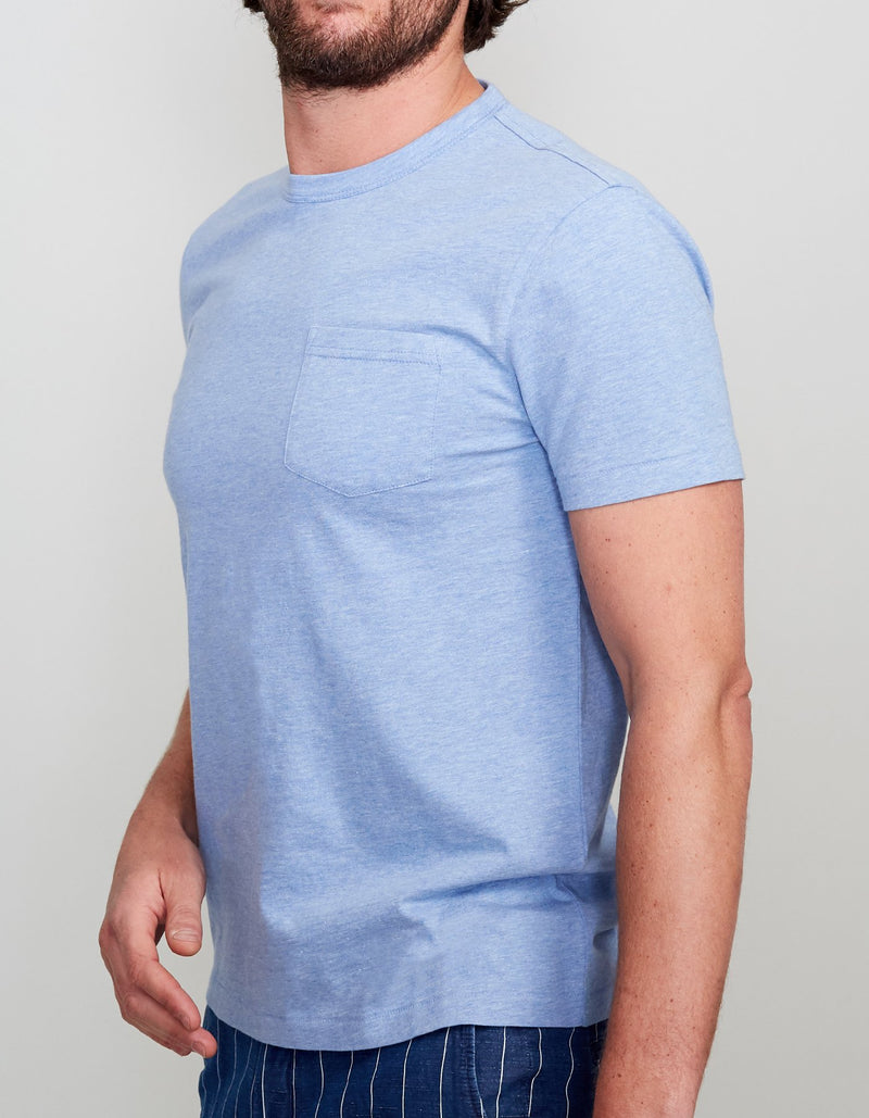 SKY BLUE CHEST POCKET T-SHIRT