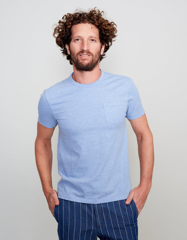 SKY BLUE CHEST POCKET T-SHIRT