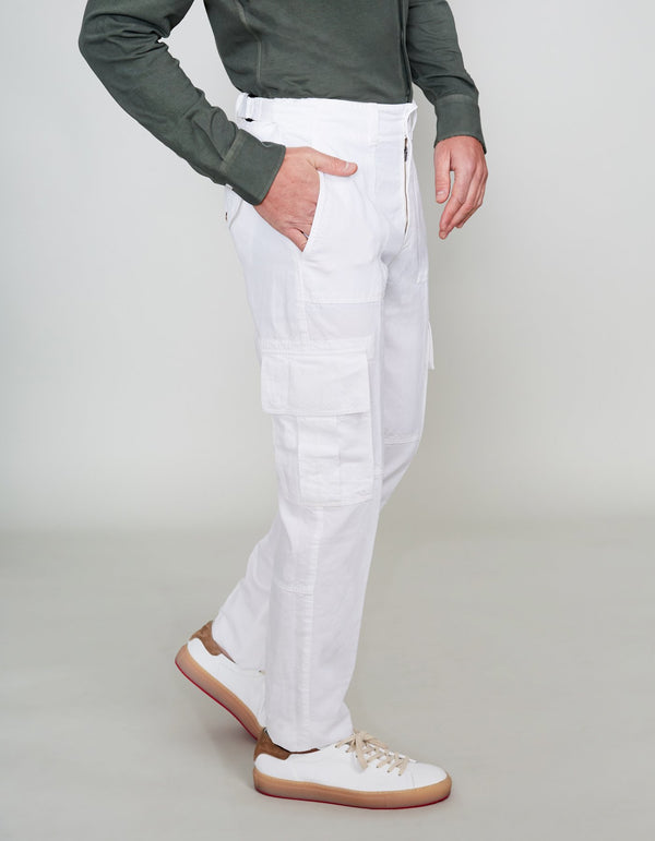 WHITE VINTAGE WASHED CARGO PANT